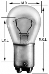 Glühbirnen - Bulbs  1076  Bajonett 2 Kontakte mit 1 Faden